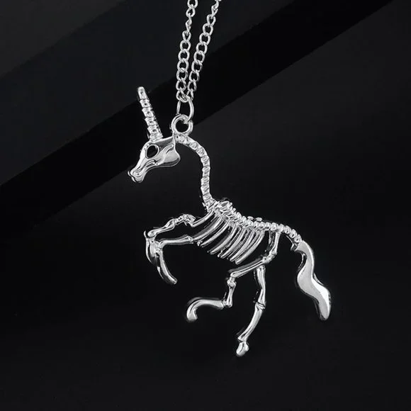 NWT Silver Unicorn Skeleton Pendant - Picture 3 of 6
